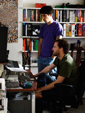 Joel Nass and Graham Hope sort through the session data for Sex & Sound EP by The Violet Lights