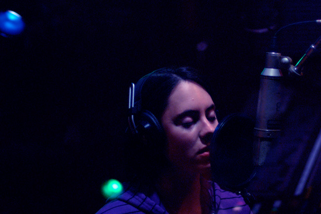 Amber Garvey tracks vocals for Sex & Sound EP by The Violet Lights
